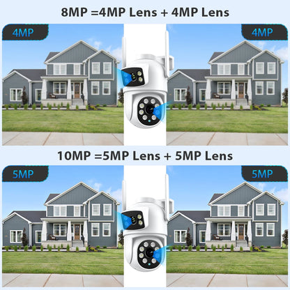 4K 8MP Wifi Camera PTZ Outdoor Dual Screen Human Detection Dual Lenses 10MP Security Protection IP Camera Audio O-Kam Pro