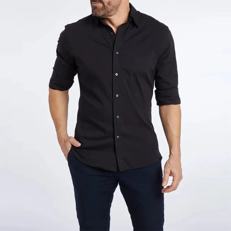 Men's Casual Shirt Cotton Shirt Slim Tops Long Sleeve Tee Shirt Zip shirt Solid Color Long Sleeve SELL with BUY