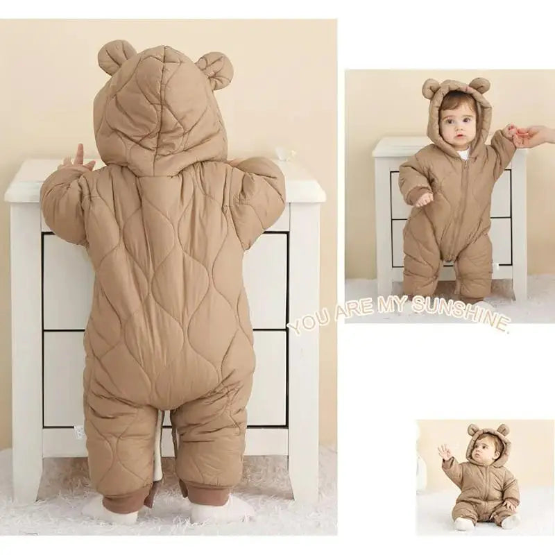 Newborn Baby Romper Winter Thicken Cotton Jumpsuit Infant Onesie Fleece Lining Hooded Rompers for Boy Girl Clothes Kids clothing SELL with BUY