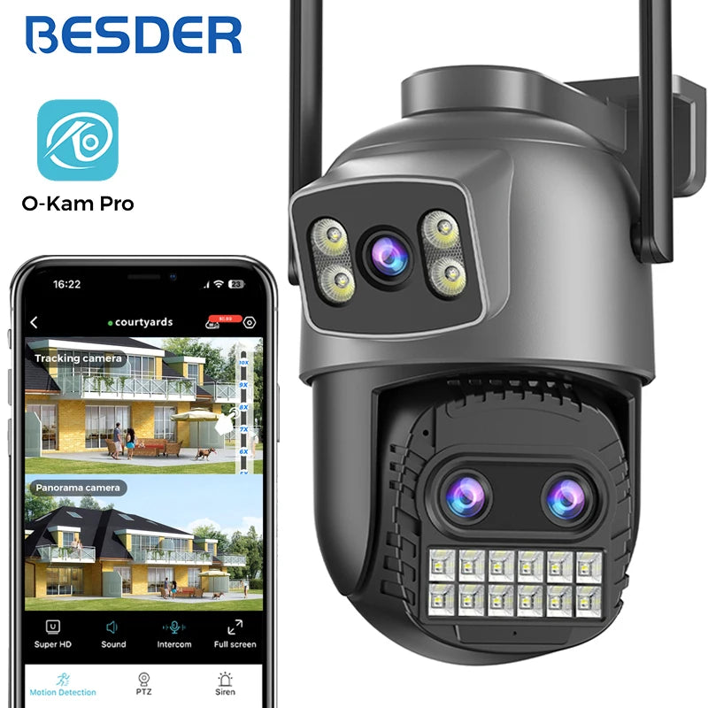 15MP Wifi Camera PTZ Outdoor Dual Screen 10X Digital Zoom Human Detection 10MP Security IP Camera Surveillance