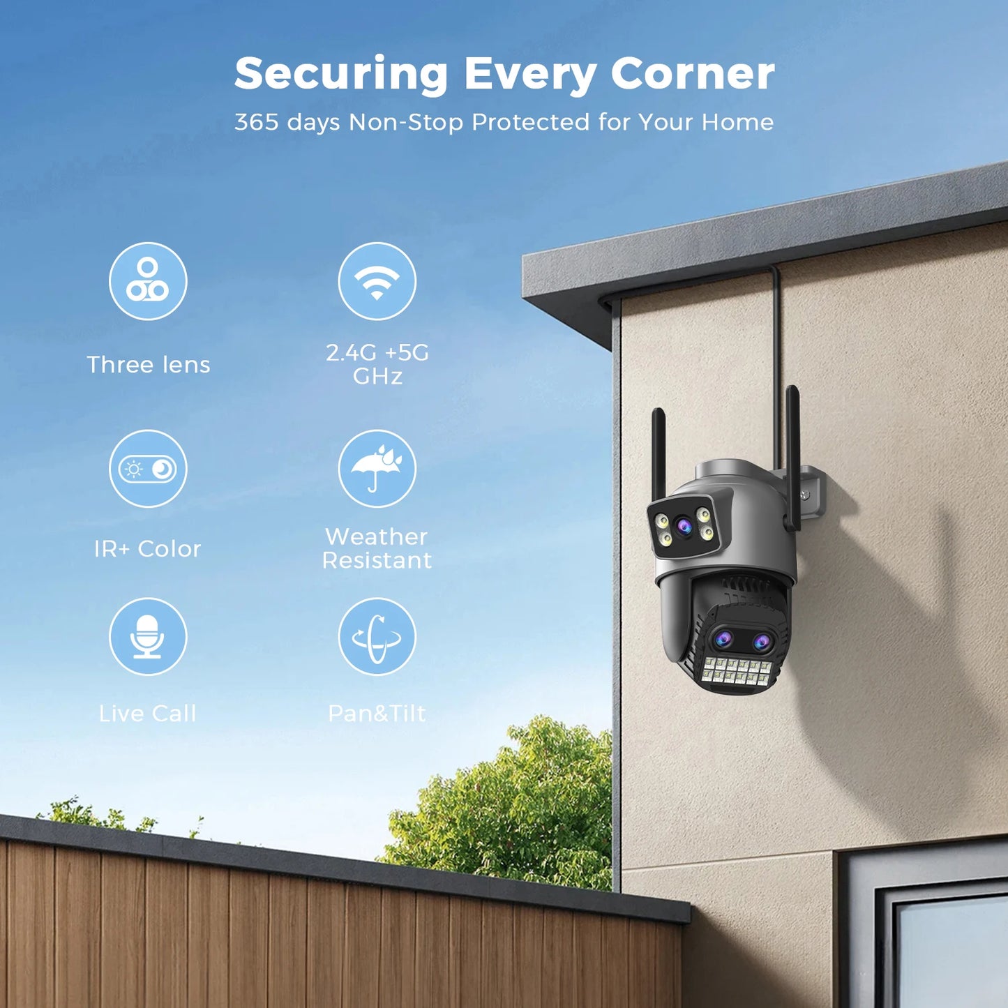 15MP Wifi Camera PTZ Outdoor Dual Screen 10X Digital Zoom Human Detection 10MP Security IP Camera Surveillance