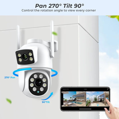 4K 8MP Wifi Camera PTZ Outdoor Dual Screen Human Detection Dual Lenses 10MP Security Protection IP Camera Audio O-Kam Pro