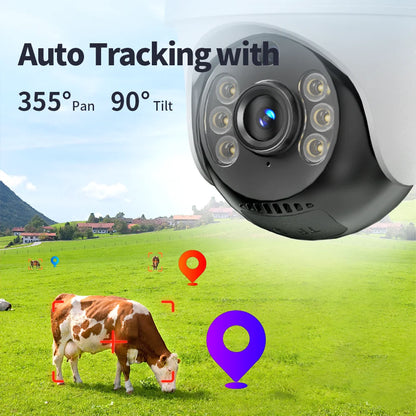 4G LTE Outdoor Camera with Full Color Night Vision Two way-audio PTZ 2K Camera