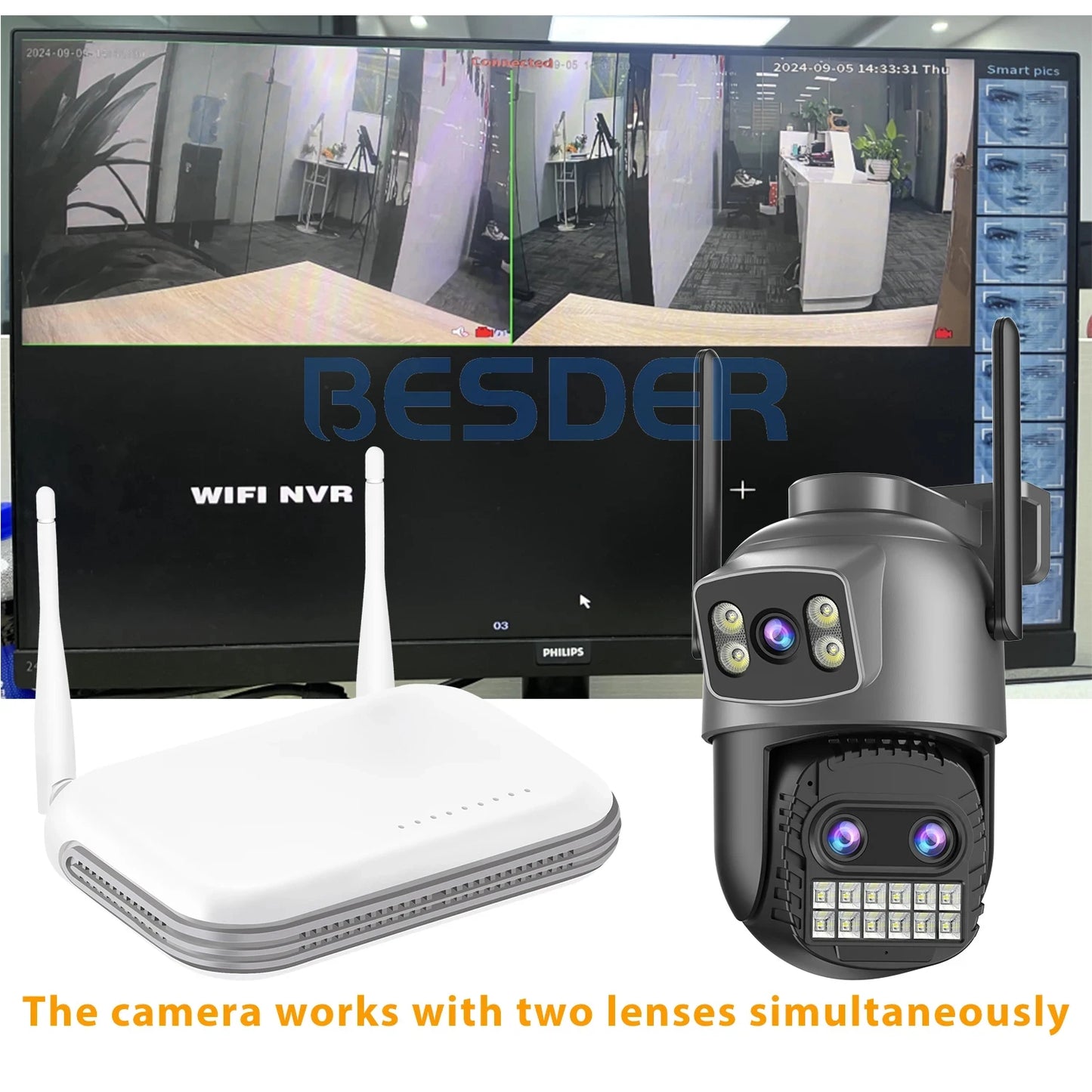 15MP Wifi Camera PTZ Outdoor Dual Screen 10X Digital Zoom Human Detection 10MP Security IP Camera Surveillance