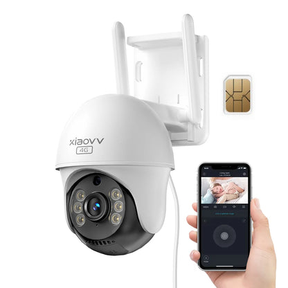 4G LTE Outdoor Camera with Full Color Night Vision Two way-audio PTZ 2K Camera