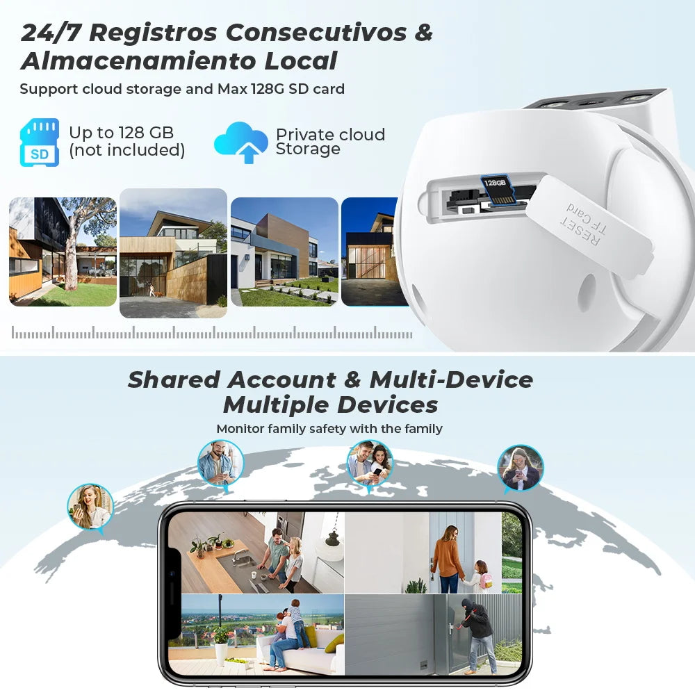 4K 8MP Wifi Camera PTZ Outdoor Dual Screen Human Detection Dual Lenses 10MP Security Protection IP Camera Audio O-Kam Pro