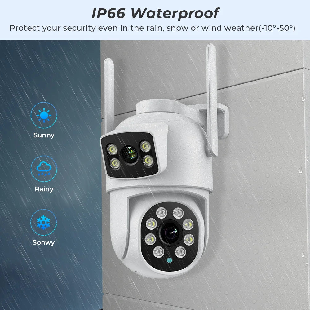 4K 8MP Wifi Camera PTZ Outdoor Dual Screen Human Detection Dual Lenses 10MP Security Protection IP Camera Audio O-Kam Pro