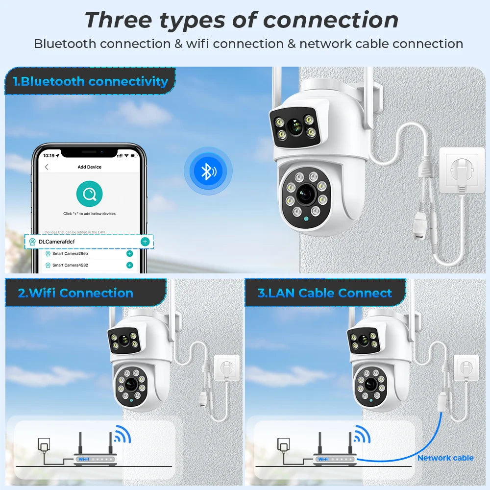 4K 8MP Wifi Camera PTZ Outdoor Dual Screen Human Detection Dual Lenses 10MP Security Protection IP Camera Audio O-Kam Pro