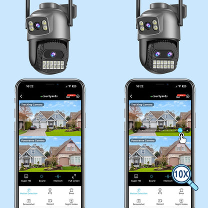 15MP Wifi Camera PTZ Outdoor Dual Screen 10X Digital Zoom Human Detection 10MP Security IP Camera Surveillance