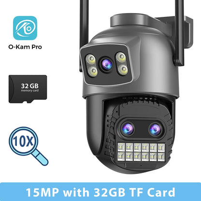 15MP Wifi Camera PTZ Outdoor Dual Screen 10X Digital Zoom Human Detection 10MP Security IP Camera Surveillance