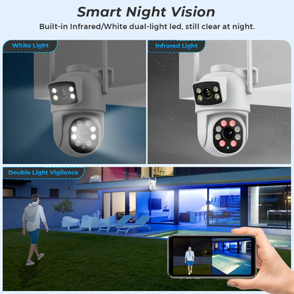 4K 8MP Wifi Camera PTZ Outdoor Dual Screen Human Detection Dual Lenses 10MP Security Protection IP Camera Audio O-Kam Pro