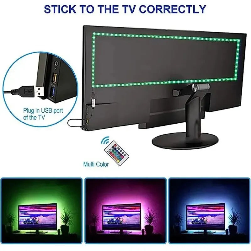 SMD5050 1M/2M/3M USB LED Strip Light TV Desktop Screen Backlight Color Change Bedroom Decoration DC5V LED Lamp DIY Lighting SELL with BUY