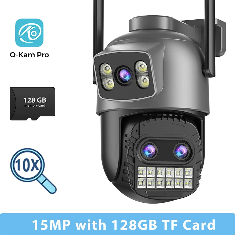 15MP Wifi Camera PTZ Outdoor Dual Screen 10X Digital Zoom Human Detection 10MP Security IP Camera Surveillance