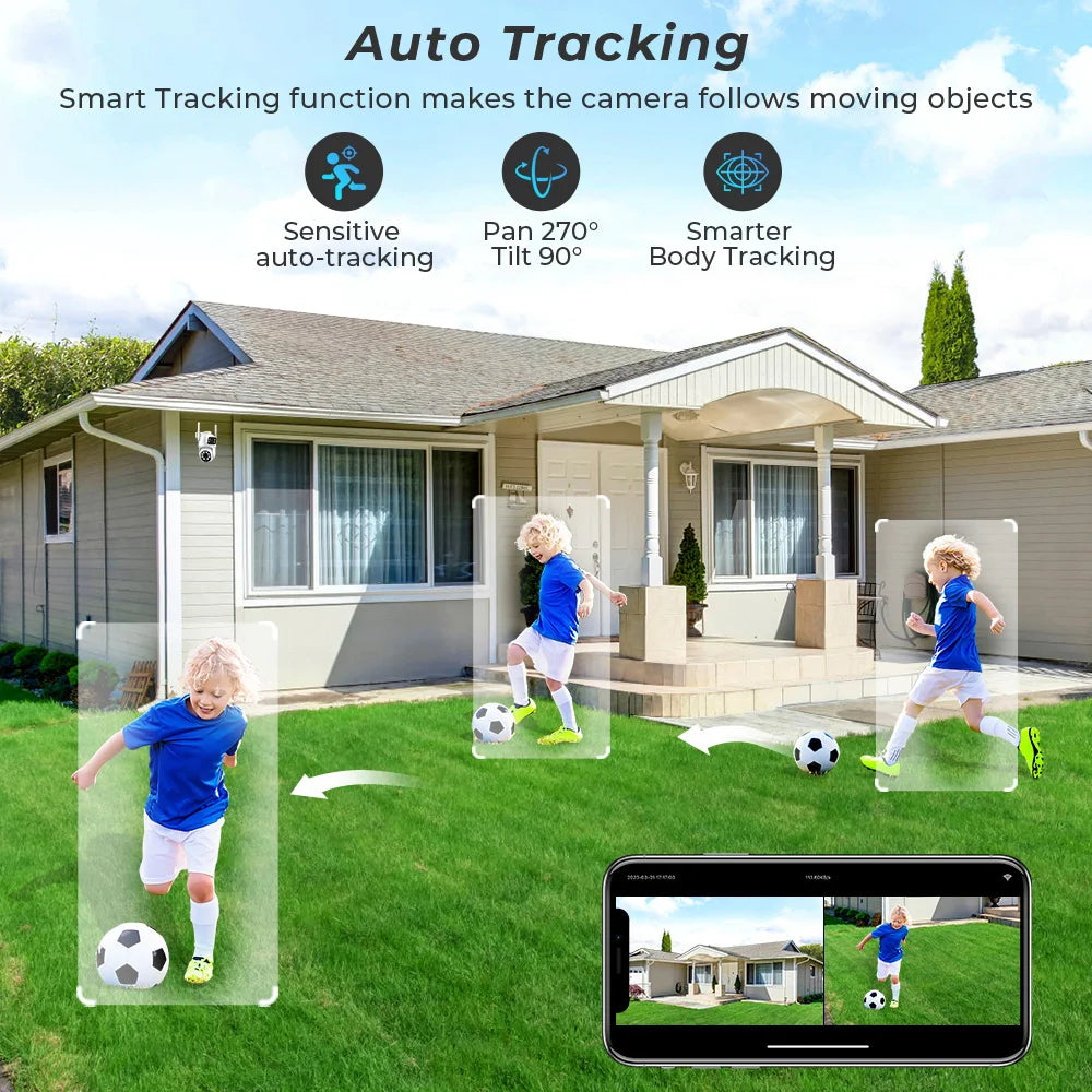 4K 8MP Wifi Camera PTZ Outdoor Dual Screen Human Detection Dual Lenses 10MP Security Protection IP Camera Audio O-Kam Pro