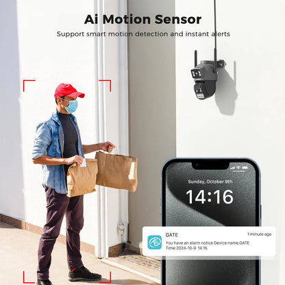 15MP Wifi Camera PTZ Outdoor Dual Screen 10X Digital Zoom Human Detection 10MP Security IP Camera Surveillance