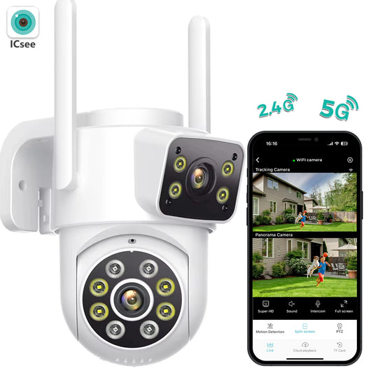BESDER 12MP 6K PTZ Wifi Camera with Dual Lens Dual Screens AI Human Detection Wireless Outdoor CCTV Security IP Camera ICSEE AP