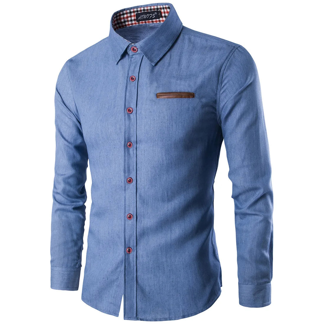 Spring New Denim Shirt For Man Long Sleeve Chest Pocket Slim Fit Male Top Jeans Mens Clothing SELL with BUY
