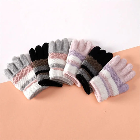 Winter Autumn Soft Knitted Baby Gloves Full Finger Gloves Kids Girls Boys Mittens Outdoor Children Gloves 3-8 Years SELL with BUY